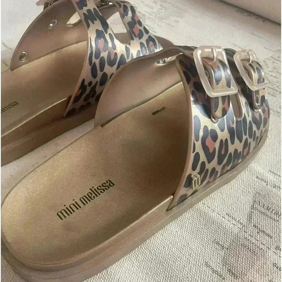 Mini Melissa Wide Kid Gold Black Leopard Slide 4 - Picture 3 of 7
